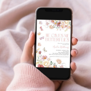 Invitación Moderno Me Da Mariposas Ducha De Novias Rosa