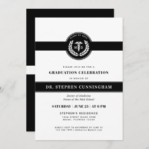 Invitación Moderno Médico de Medicine Med School Graduado