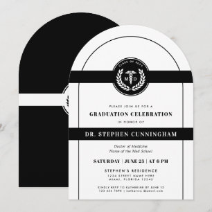 Invitación Moderno Médico de Medicine Med School Graduado