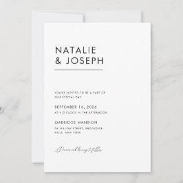 Invitación Moderno Minimal Elegante Código QR Todo En Un Boda