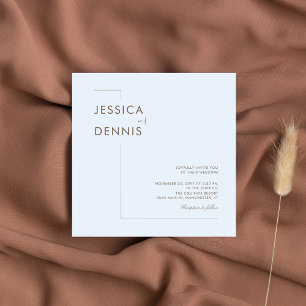 Invitación Moderno Minimal Elegante Guión Clara Plaza Azul