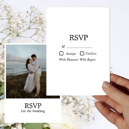 Invitación Moderno Minimalismo Elegante Fotos Boda RSVP