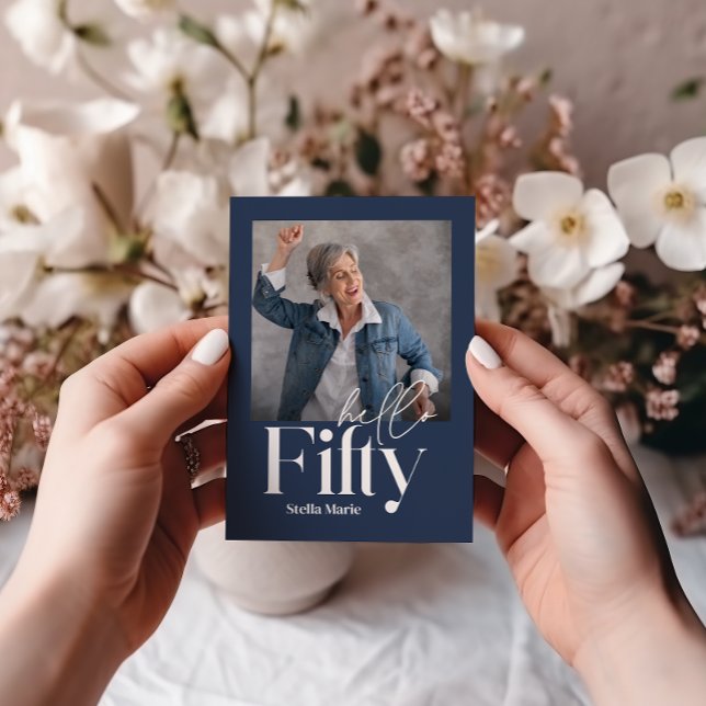 Invitación Moderno minimalista azul marino 50 cumpleaños (Subido por el creador)