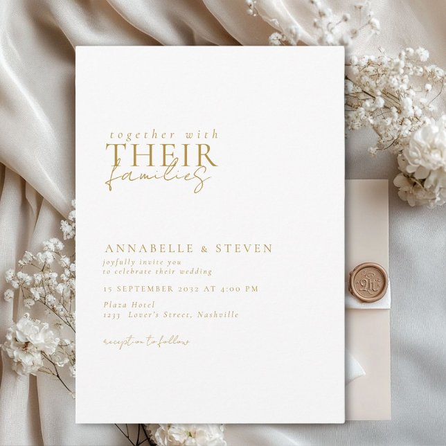 Invitación Moderno, minimalista, blanco, Boda (Modern, minimal, elegant, handwriting font, white Wedding Invitation.)