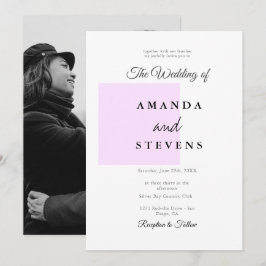 Invitación Moderno Minimalista Blanco Rosa Boda de Fotos