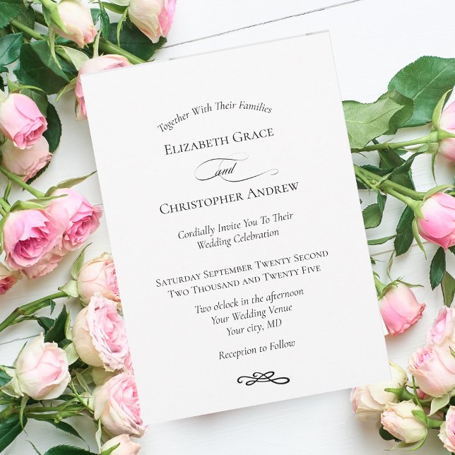 Invitación Moderno Minimalista Boda blanco negro simple (Subido por el creador)