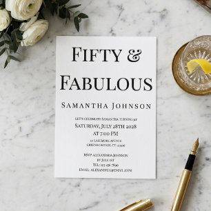 Invitación Moderno Minimalista Cincuenta y Fabuloso Cumpleaño