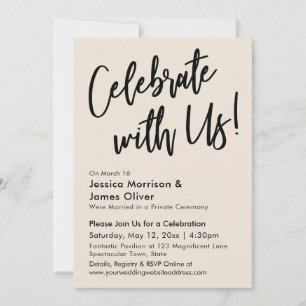 Invitación Moderno Minimalista Crema ¡Celebra con Nosotros!