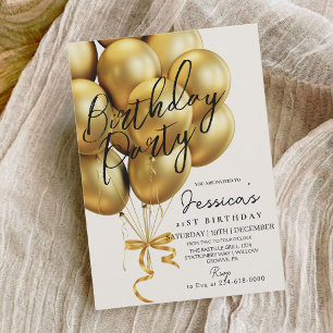 Invitación Moderno Minimalista Cumpleaños Fiesta Negra Letra