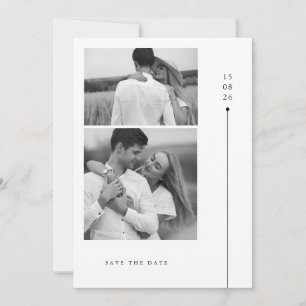 Invitación Moderno Minimalista Dos Fotos Boda Guardar La Fech
