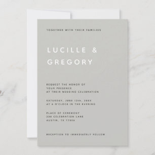 INVITACIÓN MODERNO MINIMALISTA EDITORIAL TODAS MAYÚSCULAS GRI