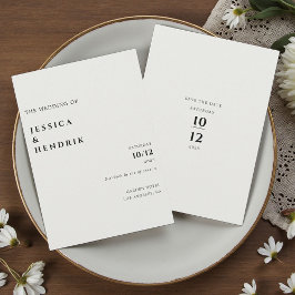 Invitación Moderno Minimalista Elegante Boda Marfil