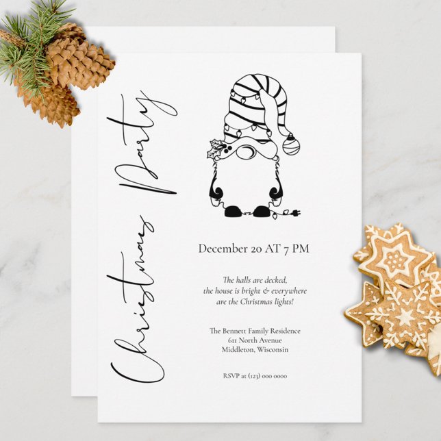 Invitación Moderno Minimalista elegante Navidad de Gnome Fies (Subido por el creador)