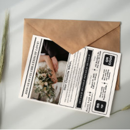 Invitación Moderno Minimalista elegante negro y blanco