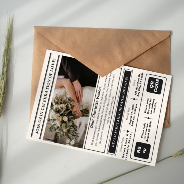 Invitación Moderno Minimalista elegante negro y blanco (Subido por el creador)