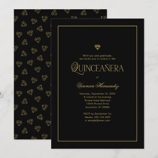 Invitación Moderno Minimalista elegante Quinceanera de oro ne
