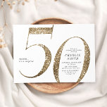 Invitación Moderno minimalista falso purpurina de oro 50 años<br><div class="desc">Moderna invitación minimalista para fiestas de 50 años con elegantes detalles de purpurina de oro falso número 50 y detalles de su fiesta en el clásico serif,  simple y elegante,  gran sorpresa para adultos invitados de cumpleaños. el color de fondo puede cambiarse a cualquier color que elija.</div>