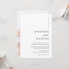Invitación Moderno Minimalista Foto Boda