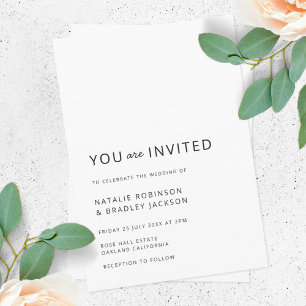 Invitación Moderno minimalista Limpiar Boda simple