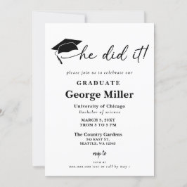 Invitación Moderno Minimalista, lo hizo graduado