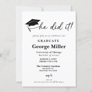 Invitación Moderno Minimalista, lo hizo graduado