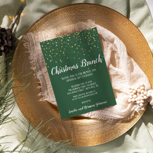 Invitación Moderno minimalista Navidades de Confetti verdes B