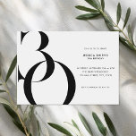 Invitación Moderno Minimalista Negro y Blanco 30 cumpleaños<br><div class="desc">Moderna invitación minimalista de 30 años con un diseño sencillo con tipografía de moda y escritura elegante.</div>