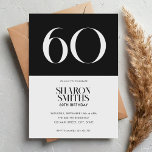 Invitación Moderno Minimalista Negro y Blanco 60 cumpleaños<br><div class="desc">Moderna invitación minimalista de cumpleaños número 60 con un diseño sencillo con elegante tipografía de moda en color blanco y negro.</div>