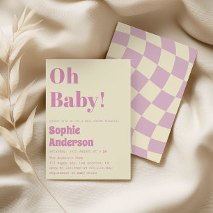 Invitación Moderno Minimalista Retro Coral Oh Fiesta de Baby