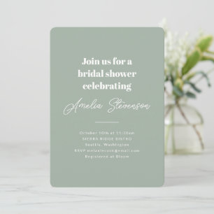 Invitación Moderno Minimalista simple ducha de novia Sage Ver