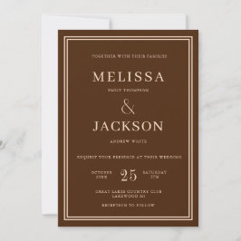 Invitación Moderno Minimalsit Elegante Boda clásico marrón