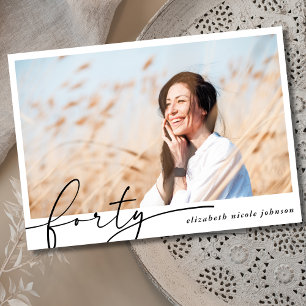 Invitación Moderno Mínimo 40.ª Fotomía Fiesta de Cumpleaños