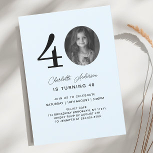 Invitación Moderno, mínimo 40. Foto de cumpleaños
