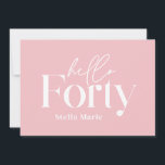 Invitación Moderno, mínimo, chica rosa simple 40 cumpleaños<br><div class="desc">Moderna tipografía minimalista simple muchacha rosa y blanco 40 cumpleaños invitación. Parte de una colección contemporánea.</div>