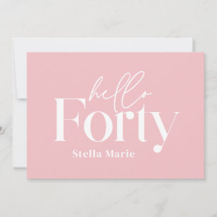 Invitación Moderno, mínimo, chica rosa simple 40 cumpleaños