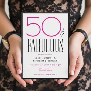 Invitación Moderno Mínimo Cincuenta Cumpleaños Fabulosos de R
