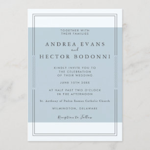 Invitación Moderno Mínimo De Algodón Azul Dusto