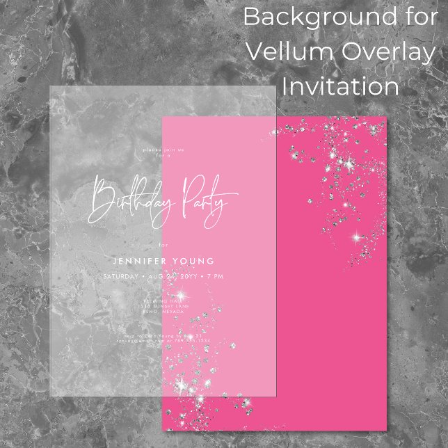 Invitación Moderno Mínimo Diamantes Rosa Antecedentes de cump (Subido por el creador)