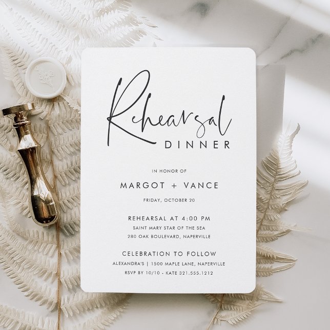 Invitación Moderno Mínimo Guión Escrito A Mano Ensayo De Cena (Subido por el creador)