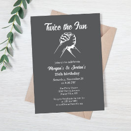 Invitación Moderno Mínimo Manos Gris Junta Cumpleaños