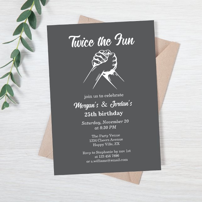Invitación Moderno Mínimo Manos Gris Junta Cumpleaños (Subido por el creador)