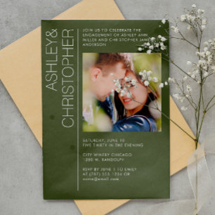 Invitación Moderno Mínimo Moss Green Engagement Party Foto