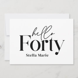 Invitación Moderno mínimo negro simple 40 cumpleaños