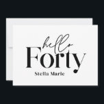 Invitación Moderno mínimo negro simple 40 cumpleaños<br><div class="desc">Moderna y mínima tipografía simple invitación de cumpleaños 40 en blanco y negro. Parte de una colección contemporánea.</div>