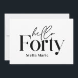 Invitación Moderno mínimo negro simple 40 cumpleaños<br><div class="desc">Moderna y mínima tipografía simple invitación de cumpleaños 40 en blanco y negro. Parte de una colección contemporánea.</div>
