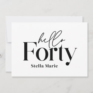 Invitación Moderno mínimo negro simple 40 cumpleaños