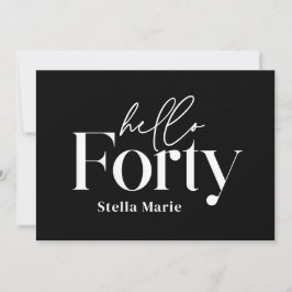 Invitación Moderno mínimo negro simple 40 cumpleaños