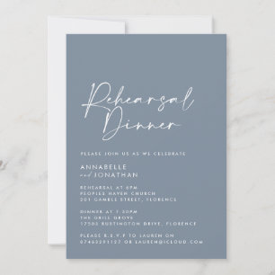 Invitación Moderno Mínimo polvoriento Boda azul ensayo Cena