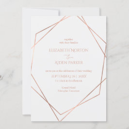 Invitación Moderno, mínimo , pur, blanco, rosegold (imitat)