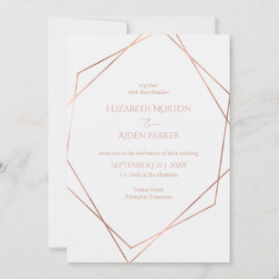 Invitación Moderno, mínimo , pur, blanco, rosegold (imitat)